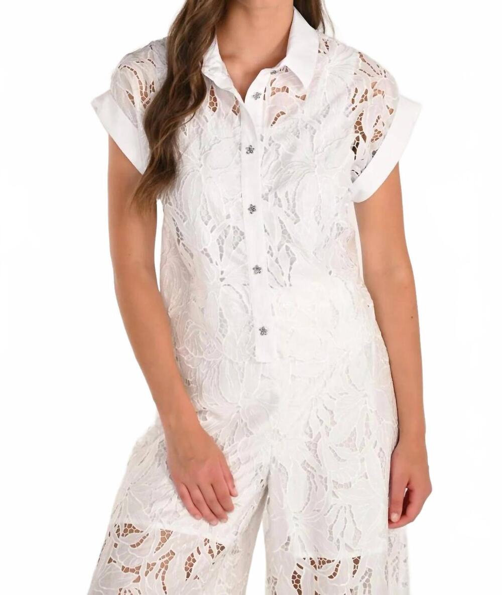 NEW FRANK LYMAN embroidered top in white